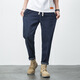QLTQZQ Sommerelastische Jeans für Männer gerade und Tidbits lose plus Fettpluig-Größe dünne, zerrissene Neun-Punkte-Hosen lassen sie schlank und vielseitig aussehen. Dunkelblau 9901 No Elastic S Größe 28 (100 Jin [Jin ist gleich 0,5 kg] Verschleiß herum))