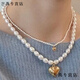 Flash engraved old Phoenix Korean love pearl pure silver necklace fairy versatile style medium necklace Lao Fengxiang same style