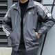 
ADIDAS Adidas Jacket Men and Women Three Stripe Sportswear Retro Loose Windproof Cardigan Three-Leaf Crock Stand-Link Jacket JI7533 Dark Gray M