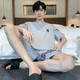 2025 new pajamas men's summer cotton thin short-sleeved shorts suit for teenagers casual home clothes can be worn outside HDE9922 L