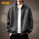 JEEP Jeep sweatshirt men's jacket spring and autumn heavy casual cardigan trendy sports clothes men's dark gray XL