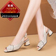 BELLE-TREAD-Marke Cut-Off Mode Wenzhou Weiches Leder hohl hohl mit mittlerem Heel Style Höhle weiches Leder vielseitig dicke Fischfischmund Sandalen für Frauen Sommer Huidong Sandalen für Frauen auf weißen 20 Sandalen für Frauen 2025 New Style 36