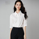 Late White New Product 2025 Autumn Style Lapel Cotton Shirt Casual Commuting Workplace Mid-Sleeve Shirt Women White S