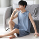 Luechen Pajamas sans manches Viete pour hommes pyjamas mince des vêtements pour hommes à grande taille décontractés, père L [construit 12027 [Set] L [recommandé 100-140jin [Jin est égal à 0,5 kg]]]