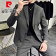 Pierre Cardin autumn thin small suit men's jacket slim and high-end casual Korean style handsome little suit suit dark gray XL