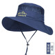 Hat men's summer breathable large brim sunshade outdoor mountaineering sun hat cycling fishing sun protection fisherman hat windproof outdoor embroidered mountain - navy blue