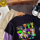 
G.DUCKKIDS children's T-shirt Spring and Autumn New Rhythm Box Game Peripheral Round Collar Clothes Boys and Girls Pure Cotton Top 1105 Purple Paired Black [Previous Print 06 Back Print 01] 110