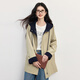 Xishi Sllsky kontrastierende Farbplaid mit Kapuze-Windbreaker-Jacke für Frauen 2025 Herbst Neue High-End-Lose-Casual-Jacke für Frauen Licht Khaki L.