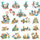 
A magnetic light ball track building blocks with ever-changing DIY three-dimensional magnetic sheet building blocks toys A dinosaur castle] Drilling surface magnetic sheet-English color box 68PCS691g