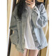 
GTYUWVG denim jacket female student Korean style loose casual denim clothes versatile niche large size women's light blue jacket 9926# blue L [Suggested 116-130Jin [Jin equals 0.5 kg]]