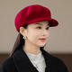 Xishengduo hat women's autumn and winter high-end octagonal hat women's fashion internet celebrity hat winter woolen beret burgundy