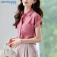 
JEANSWEST shirt for women 2025 summer short-sleeved casual temperament fashionable versatile fashion top for women rose pink M