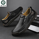 Holzspecker nimmt echte Leder-Kuhläppchen lässige Lederschuhe weiche Leder-Sohle-Kicks Bohnenschuhe vielseitig große Herrenschuhe schwarz [9920 Vierjahresmodell] 38