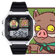 Die kleine Monsterfigur um das Tierkreiszeichen des Tierkreiszeichens des Schweins Dämon -Kröte Elektronische Uhr Electronic Watch Student Was Waterfood Männer und Frauen geben Geschenke [Mode Silber Schwarz] D15689 Elektronische Uhr [importierte Bewegung + Super Long Standby] Geschenkbox
