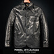 PJL new men's cowhide retro casual mid-length classic lapel cowhide brakeman black M (130Jin Jin is equal to less than 0.5kg)