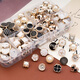 Jiyu button-up shirt, sweater, cardigan, versatile pearl-encrusted rhinestone round decorative top button, mixed series of 100 pieces, free sewing box