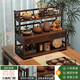 Desktop Bogu rack small tea set storage rack Chinese table tea table tea cup rack teapot display cabinet 60 long three-layer trapezoid with drawer