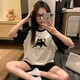 芬腾（FENTENG）睡衣女士夏季短袖短裤纯棉两件套装卡通可爱帕恰狗学生夏天家居服 ws-719#格子模糊猫 M