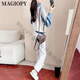 Magiopy International Luxury High-End-Marke Casual Sports Set Women's Frühling und Herbst 2025 Neues koreanisches Stil modisches Salz gebratenes graues zweiteiliges Set (ohne Velvet) S (100 Jin [Jin ist gleich 0,5 kg])