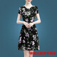 
Fuze middle-aged and elderly mothers ice silk dress summer new retro belly-covering printed round neck slim A-line skirt Ice silk 9901 skirt M