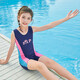 He Jiagong Girls' Swimsuit Children's Girls' Swimsuit Training Wear Medium and Large Children's Western Style Quick-Drying Little Girls One-piece Swimsuit Powder Blue + Swimming Cap + Earplugs and Nose Clip + Upgrade 170 XL Size 125-135cm50-60Jin Jin is equal to 0.5kg