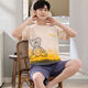 Moxiao vest shorts sleeveless cotton pajamas men's summer student home clothes spring and summer suit summer plus thin cotton vest shorts: 1365 coffee bear M teenage version: 60-75 Jin [Jin equals 0.5 kg] high 150