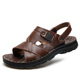 Western Camel (VANCAMEL) high-end anti-odor sandals for men in summer new Korean version large-size dual-purpose sandals thickened leather versatile beach slippers for men 12129 yellow-brown/official store flagship new product 45