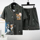 Mu fengqing Pyjama Herren Sommer kurzärmelige Shorts Comic Student Thin Plus Fat Plus Size Herren Hauskleidung Casual Anzug Red Eye 3271 [Cartoon-Anzug] m Standard (High 165100Jin [Jin entspricht 0,5 kg]))