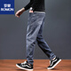 Romon Pants Men's Deal Brand 2025 Summer Fin Jeans Fashion Mass's Fashion Straight Fashion Harem pantalones Black and Gray (RJS1-2209) 34 (Espera circunferencia 2 pies 7)