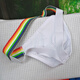 Young men's rainbow sexy thong three-dimensional large bag summer breathable rear hollow hip lifting double thong black + red + white M