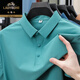 Classic car high-end ice silk short-sleeved T-shirt 2025 summer new fabric traceless business casual lapel shirt POLO shirt men 12358 haze blue 5XL