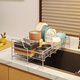 Jijian Space Kitchen Bowl Rack Drain Rack Countertop Multi-functional Pool Place Chopsticks Water Cup Storage Rack Tableware Bowl Dish Storage Rack M688 Small Single Layer Silver Gray 47CM Full Set of Pendants
