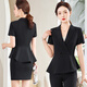 
Poresno Hotel foreman high-end work clothes, beauty professional suit set, women's summer thin short-sleeved suit, front desk work suit 6629 black suit + pants for suspenders XL recommendation 107-117Jin [Jin equals 0.5 kg] Universal size