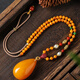 DL 1998 Fat Donglai same style beeswax pendant natural amber chicken fat yellow honey men and women blood amber sweater chain water drop necklace bead chain water drop