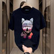 BPSO European und American Trendy Summer Pure Cotton Kurzärmer T-Shirt 2025 Neues T-Shirt Lose großes Paar Outfit Herren halbärmelig V691 Black S