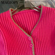 
MAGIOPY international luxury high-end brand dopamine fashion suit for women's autumn fashionable rose red knitted long-sleeved top blue jeans S (100 Jin [Jin equals 0.5 kg])