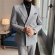 Jason's casual suit men's slim British double-breasted suit suit men's business professional formal groom's wedding dress blue (suit + pants) XL