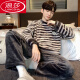 Langsha Coral Velvet Pajamas para hombres Autumn and Winter Style, además de terciopelo engrosado, set cálido de franela de franela de otoño ropa para el hogar K3887 L