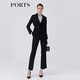 PORTS women's spring and summer new belted waist suit jacket LM8J031KWB029 black 2