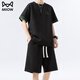 
Catman ice silk casual suit men's cool quick-drying handsome thin loose sports teen shorts shorts two-piece 6677 apricot color XL