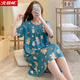 IOSN睡裙女夏季甜美可爱学生睡衣加大码圆领短袖棉绸家居服薄款 yzl-gz15260 L 码建议95-120斤