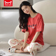 
Cat Man (MiiOW) pure cotton pajamas for women in summer short-sleeved cropped pants sports style loose and casual can be worn outside spring home clothing suit T-9854 (short suit) M (80-100Jin [Jin equals 0.5 kg])