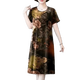 
Apocalypse Century summer middle-aged and elderly mothers wear ice silk dresses with large size loose short sleeves covering belly high-end mid-length skirts to reduce age 7027# red M [recommended 100Jin [Jin equals 0.5 kg]]