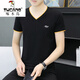 
Woodpecker 2025 new Xinjiang pure cotton men's short-sleeved T-shirt base shirt V-neck T-shirt trendy half-sleeved summer top 691 white M