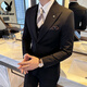 Playboy (PLAYBOY) lapel collar two-button suit men's suit business casual solid color Korean version slim fit groom's wedding suit three-piece medium gray suit + trousers + vest XL (125-140Jin Jin equals 0.5 kg)