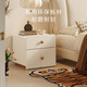Gujia Home Moderner einfacher Nachttisch mit Holzmaserung, Griff, doppelter Zug, Aufbewahrung, Schlafzimmer-Nachttisch DS7991G, Käseweiß