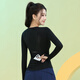 Phigeer Back Pocket Professional Training Fitness Clothing Women's Top Autumn Slimming Pilates Yoga Clothing Long Sleeve Slimming Quick-Drying Purple Long Sleeve M