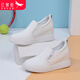 Red Dragonfly Women's Shoes 2025 New Versatile Cowhide Slip-on Casual Shoes for Women Small Wedge Heels Inner Height White Shoes for Women White Inner Height Single Shoes C0TTN03231 37