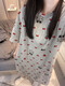 Ran Yilan's same Korean ins cute cartoon Katie cat short-sleeved nightgown for women's summer loose casual pajamas home clothes #tfn-r855 with chest pad removable M 160() Recommended weight 75-100Jin [Jin equals 0.5 kg]