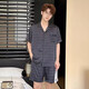 SXMM Marca de primera línea de primera línea Pajamas Men 100% Mulberry Silk Silk Gran Tamaño Ligero de lujo Ropa para el hogar 3899 Gris negro (Embalaje de la caja de regalo) L [Peso: 100-139Jin [Jin es igual a 0.5 kg]]]